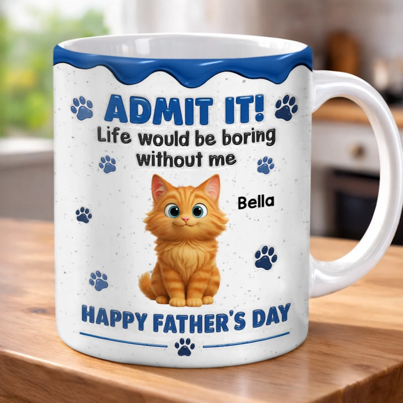 Personalised 3D Inflated Effect Printed Mug - Father's Day Birthday Gifts For Dog Cat Lovers, Dog Dad, Cat Owners - Fueled By Pet Love