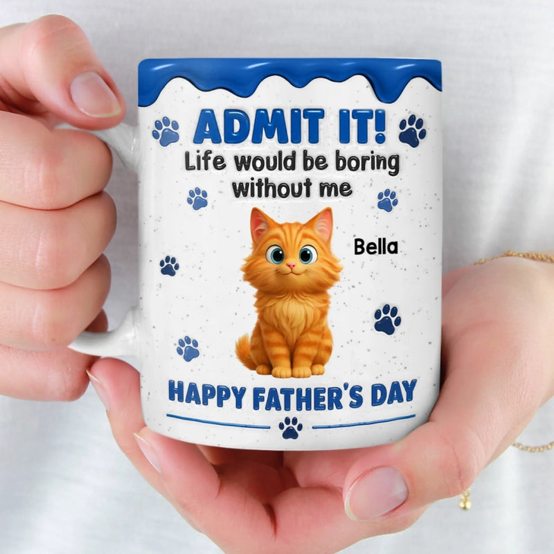 Personalised 3D Inflated Effect Printed Mug - Father's Day Birthday Gifts For Dog Cat Lovers, Dog Dad, Cat Owners - Fueled By Pet Love