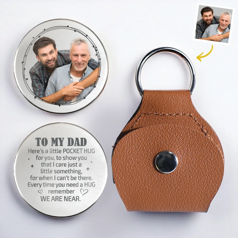 Personalised Photo Pocket Hug Token - Gifts For Dad, Grandpa - A Piece Of My Heart