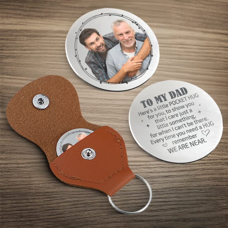 Personalised Photo Pocket Hug Token - Gifts For Dad, Grandpa - A Piece Of My Heart
