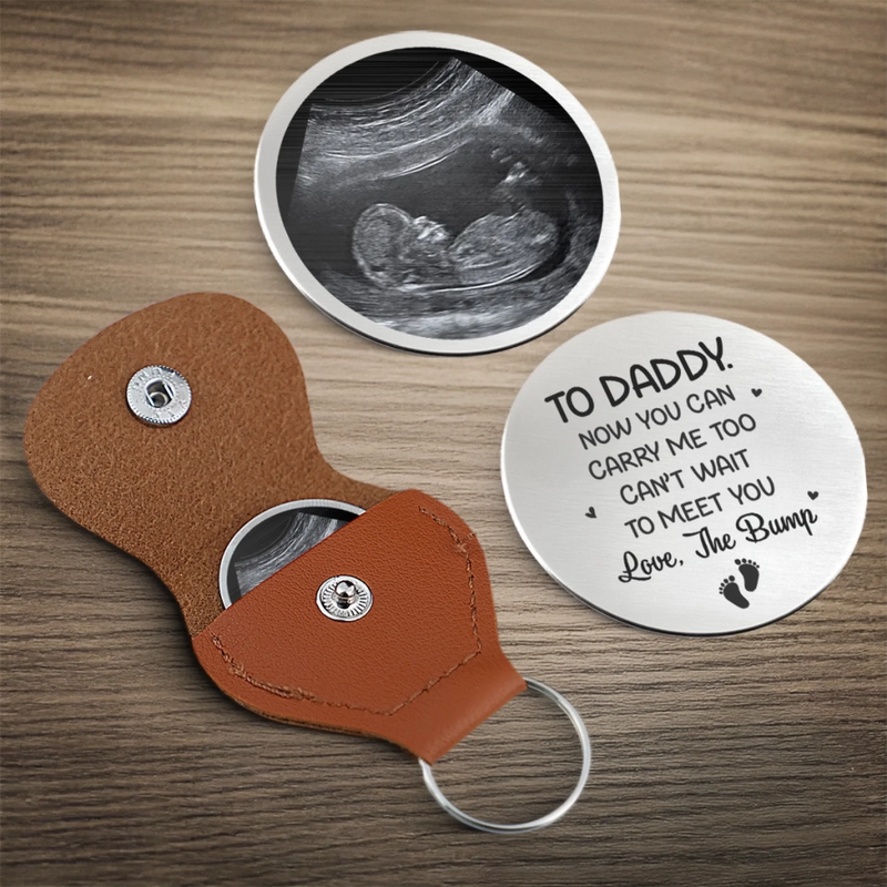 Personalised Photo Pocket Hug Token - Baby Shower, Gender Reveal Gifts For New Dads, Husband, Son - Counting Down To You