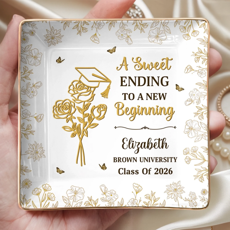 Personalised Full-Print Jewelry Dish - Meaningful Graduation Gifts - Blooming Into Her Next Era