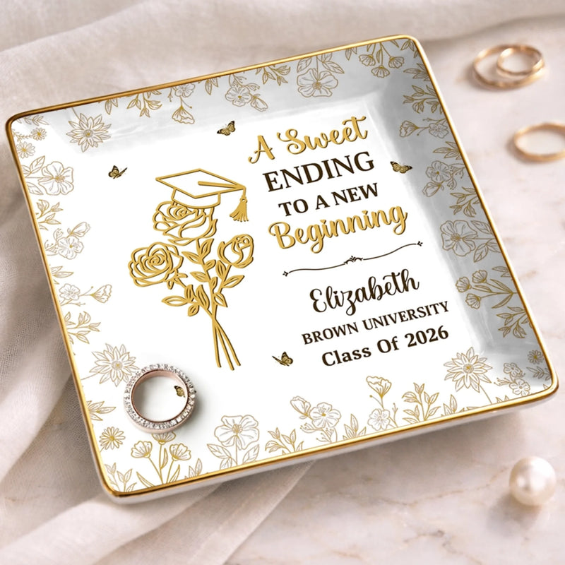 Personalised Full-Print Jewelry Dish - Meaningful Graduation Gifts - Blooming Into Her Next Era