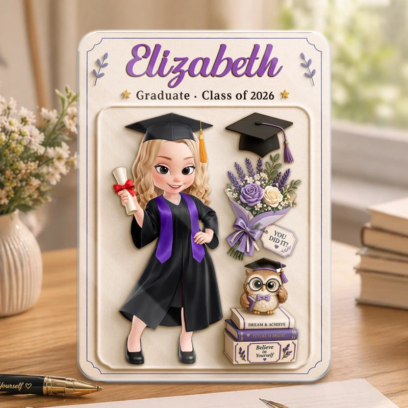 Personalised Action Figure Acrylic Plaque - Meaningful Graduation Gifts - She Believed, She Achieved