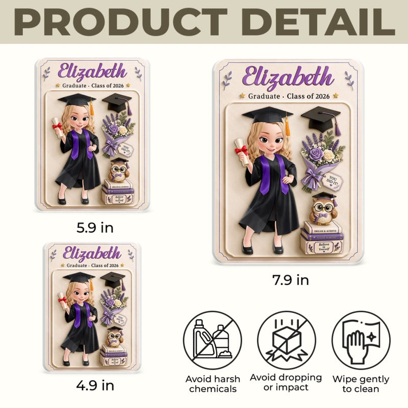 Personalised Action Figure Acrylic Plaque - Meaningful Graduation Gifts - She Believed, She Achieved