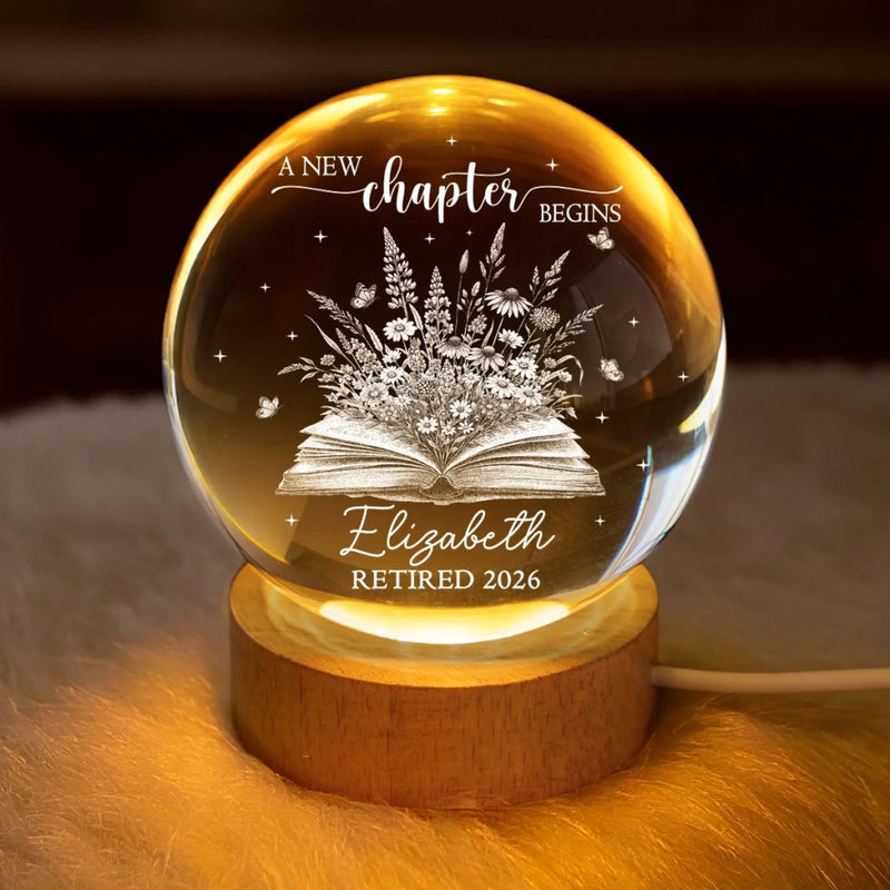 Personalised Crystal Globe Lamp - Retirement Gifts  - Let The Golden Days Begin