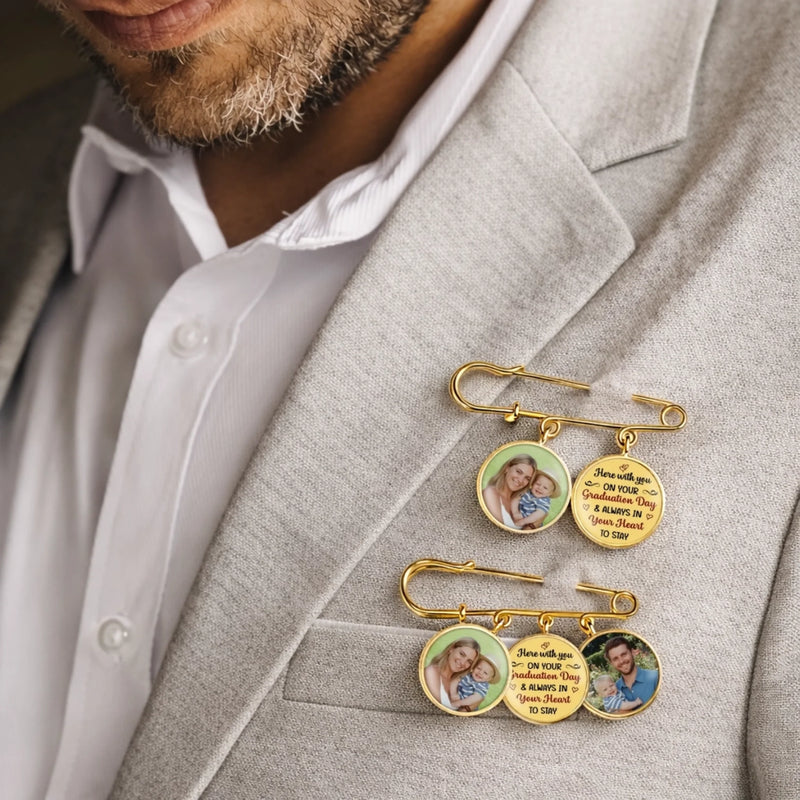 Personalised Lapel Pin With Photo Charms - Meaningful Graduation Gifts - Holding This Moment Together