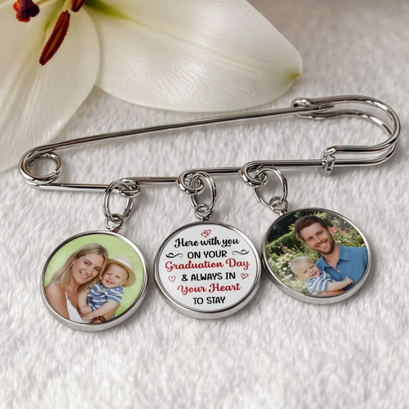 Personalised Lapel Pin With Photo Charms - Meaningful Graduation Gifts - Holding This Moment Together
