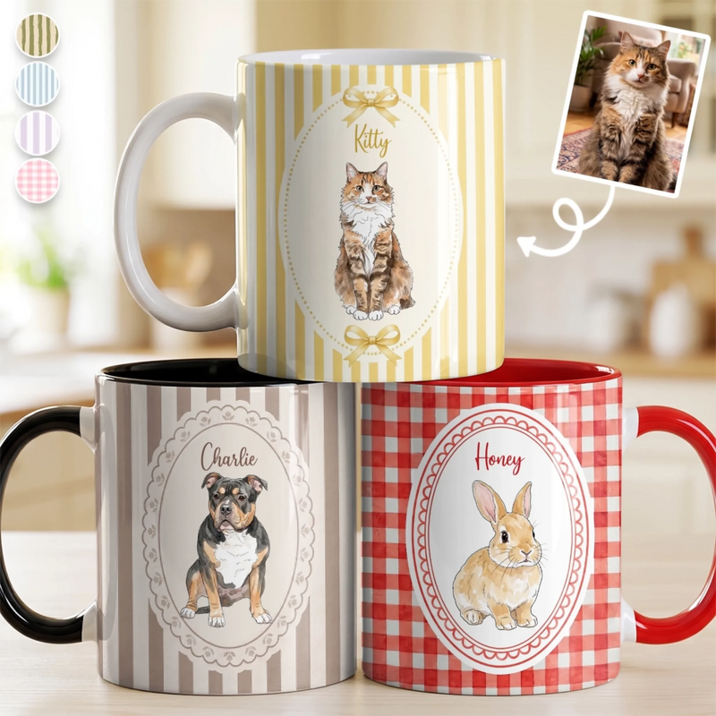 Personalised Accent Mug with Photo- Birthday Gifts For Dog Cat Lovers, Dog Dad - My Best Friend Has Paws