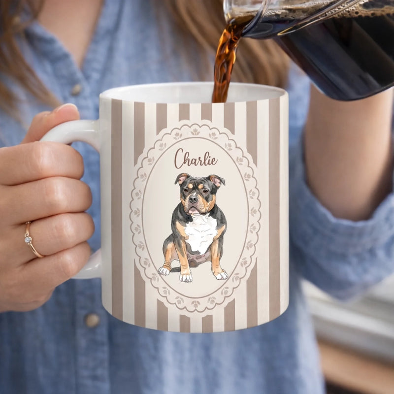 Personalised Accent Mug with Photo- Birthday Gifts For Dog Cat Lovers, Dog Dad - My Best Friend Has Paws