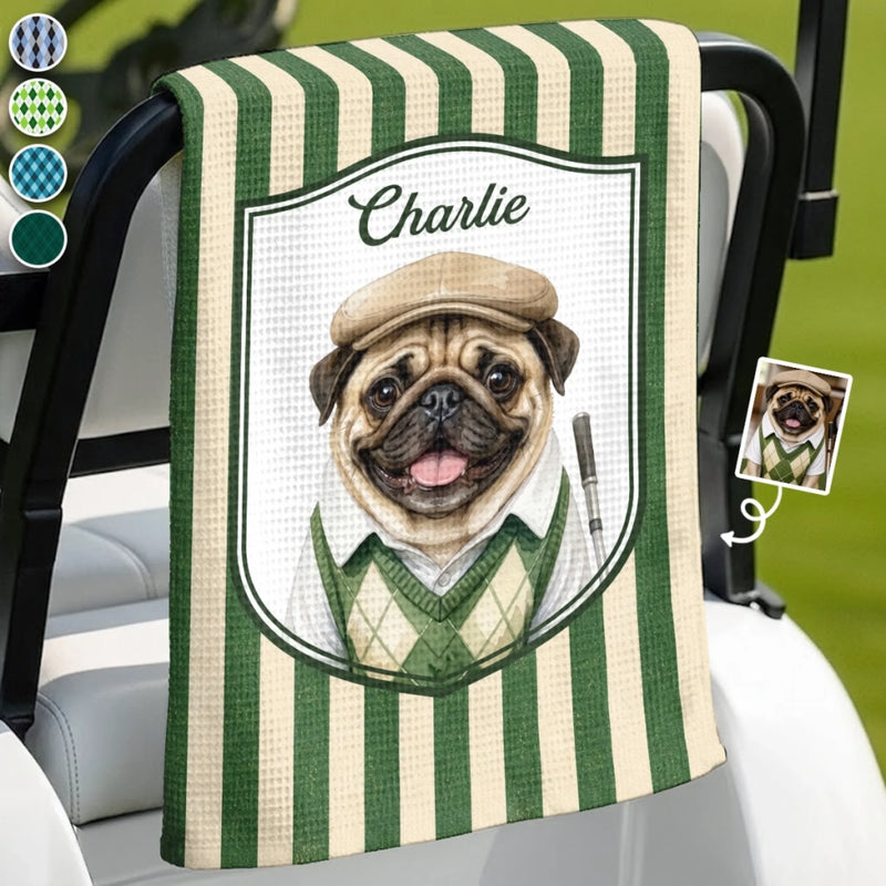 Personalised Photo Golf Towel - Father's Day Birthday Golf Gifts For Dog Lovers, Dog Dad And Mum - Golf Mode Always On