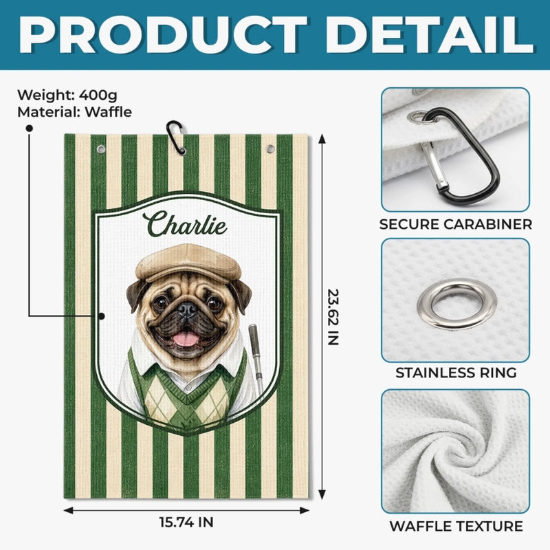 Personalised Photo Golf Towel - Father's Day Birthday Golf Gifts For Dog Lovers, Dog Dad And Mum - Golf Mode Always On