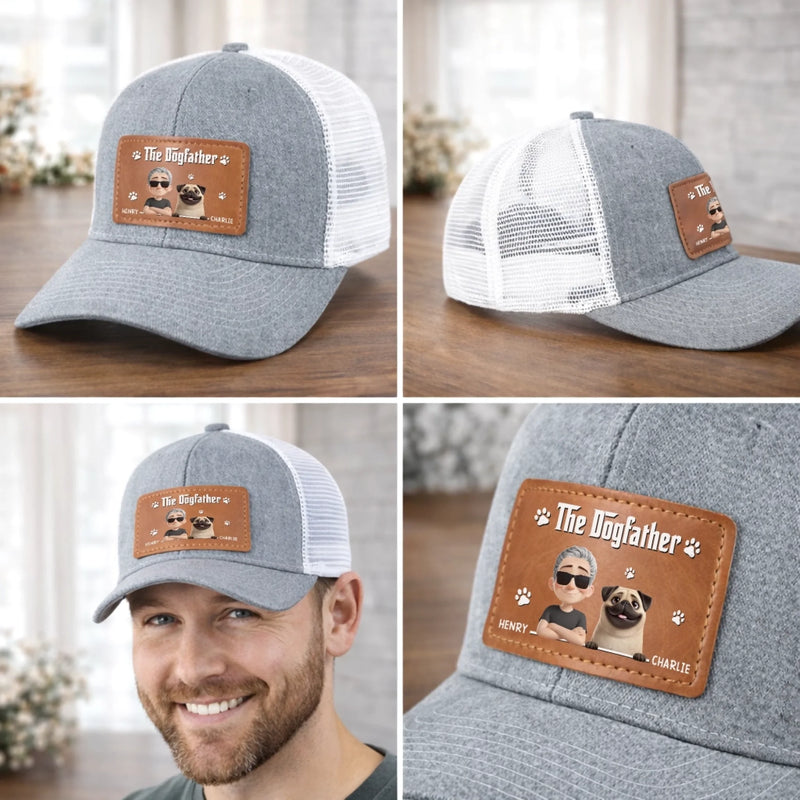 Personalised Leather Patch Hat - Father's Day Birthday Gifts For Dog Lovers, Dog Dad And Mum - Dog Dad Mode On