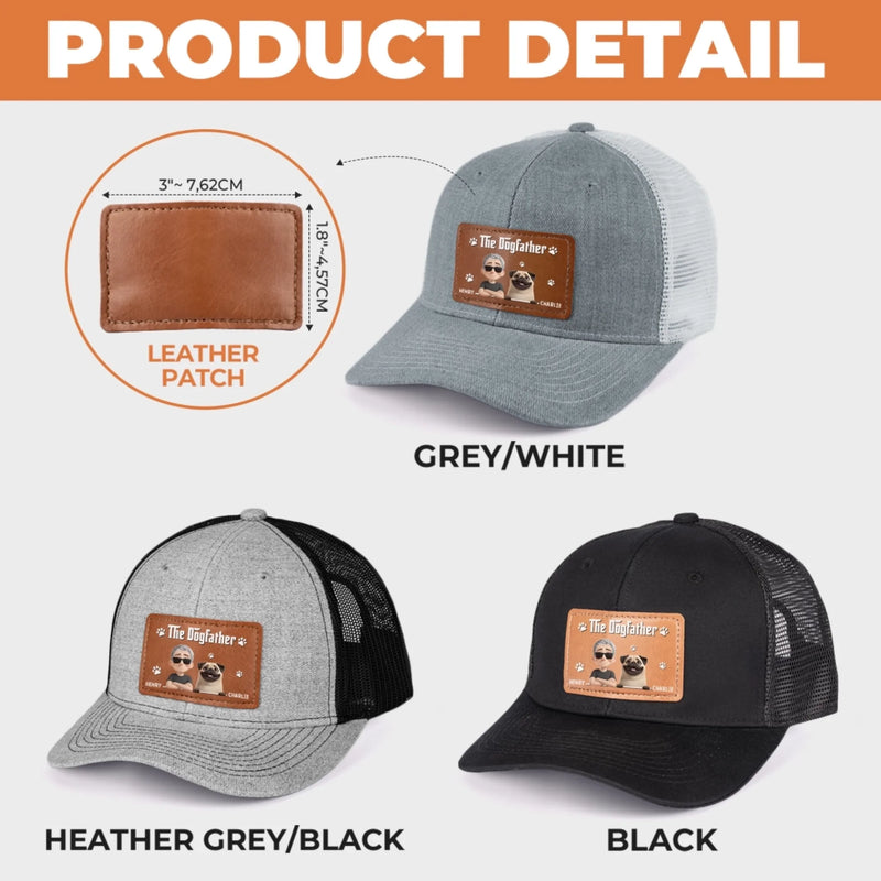 Personalised Leather Patch Hat - Father's Day Birthday Gifts For Dog Lovers, Dog Dad And Mum - Dog Dad Mode On