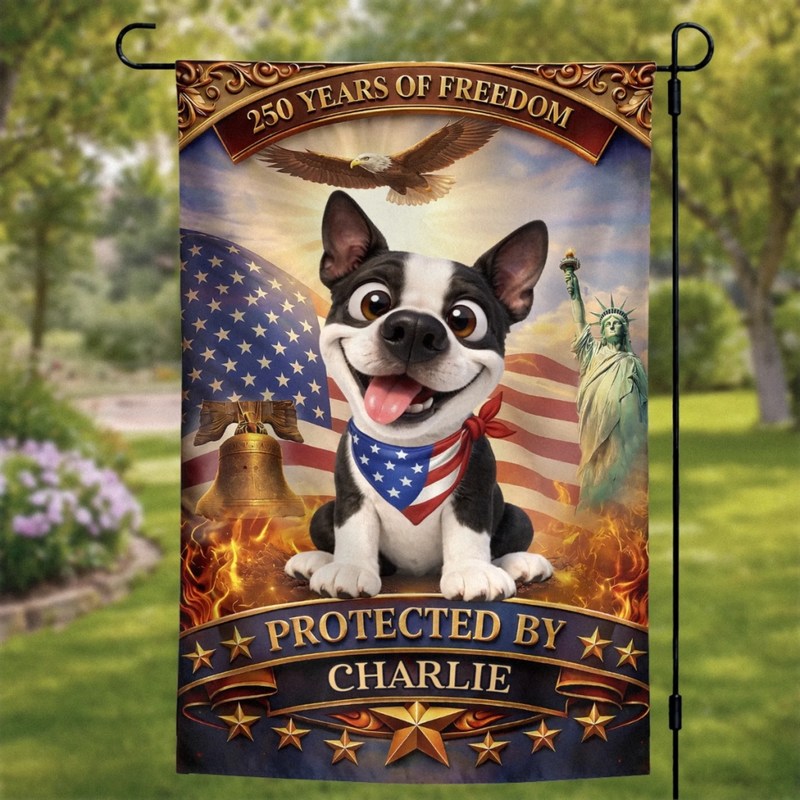 Personalised Flag - Birthday Garden America 250th Anniversary Gifts For Dog Lovers, Dog Dad And Mom - Paws Of Freedom