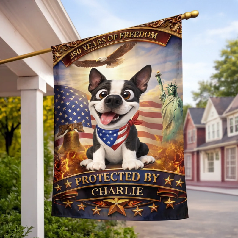 Personalised Flag - Birthday Garden America 250th Anniversary Gifts For Dog Lovers, Dog Dad And Mom - Paws Of Freedom