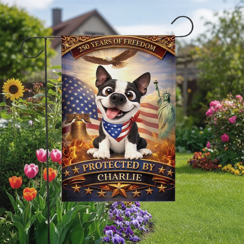 Personalised Flag - Birthday Garden America 250th Anniversary Gifts For Dog Lovers, Dog Dad And Mom - Paws Of Freedom