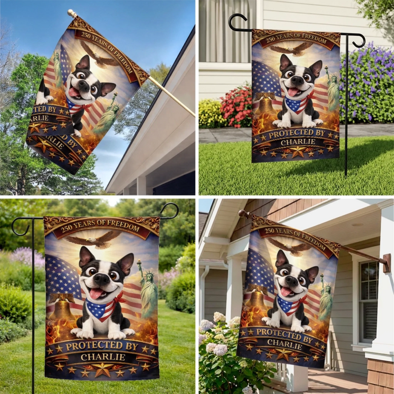 Personalised Flag - Birthday Garden America 250th Anniversary Gifts For Dog Lovers, Dog Dad And Mom - Paws Of Freedom