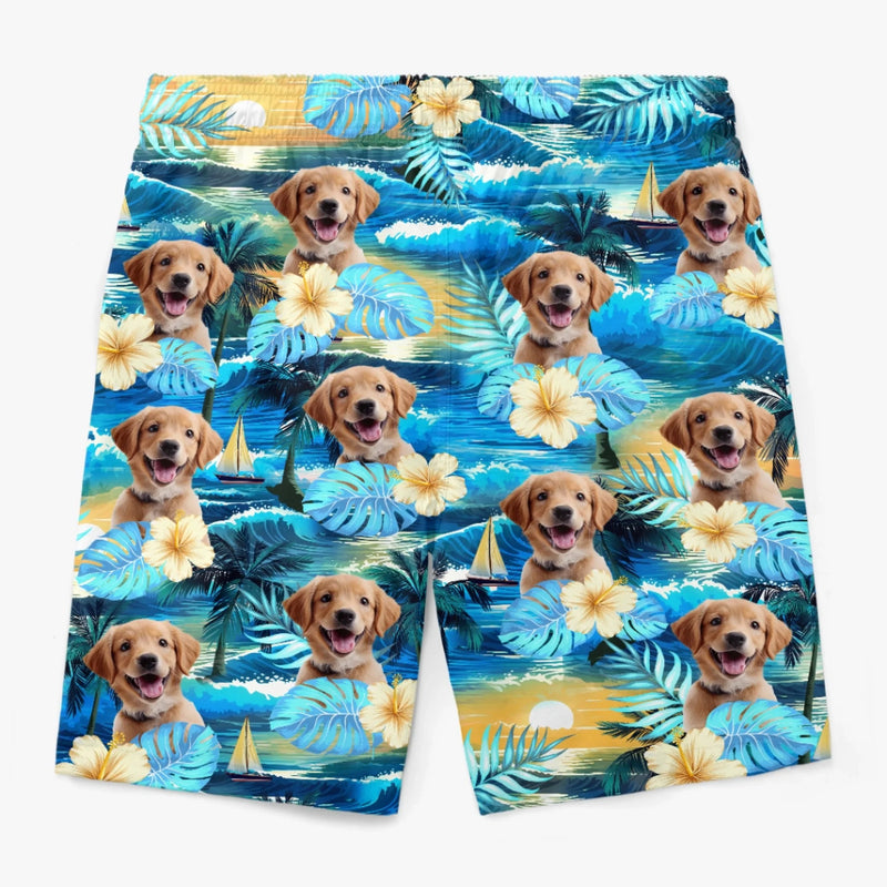 Personalised Photo Men Beach Shorts - Summer Vacation And Travel Gifts For Family, Dog Cat Lovers - Paws Make Life Better