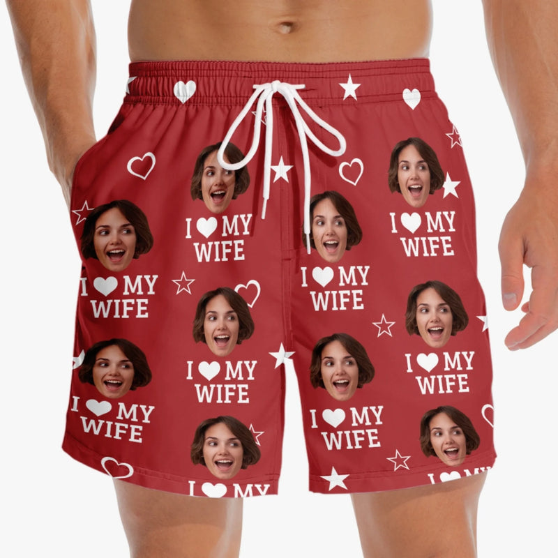Personalised Photo Men Beach Shorts - Summer Vacation And Travel Gifts For Husband And Wife, Couple - Official Hubby Duties