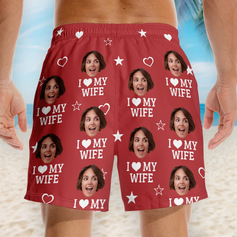Personalised Photo Men Beach Shorts - Summer Vacation And Travel Gifts For Husband And Wife, Couple - Official Hubby Duties