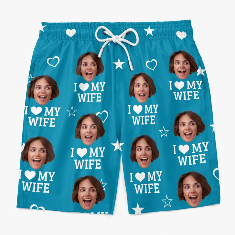 Personalised Photo Men Beach Shorts - Summer Vacation And Travel Gifts For Husband And Wife, Couple - Official Hubby Duties