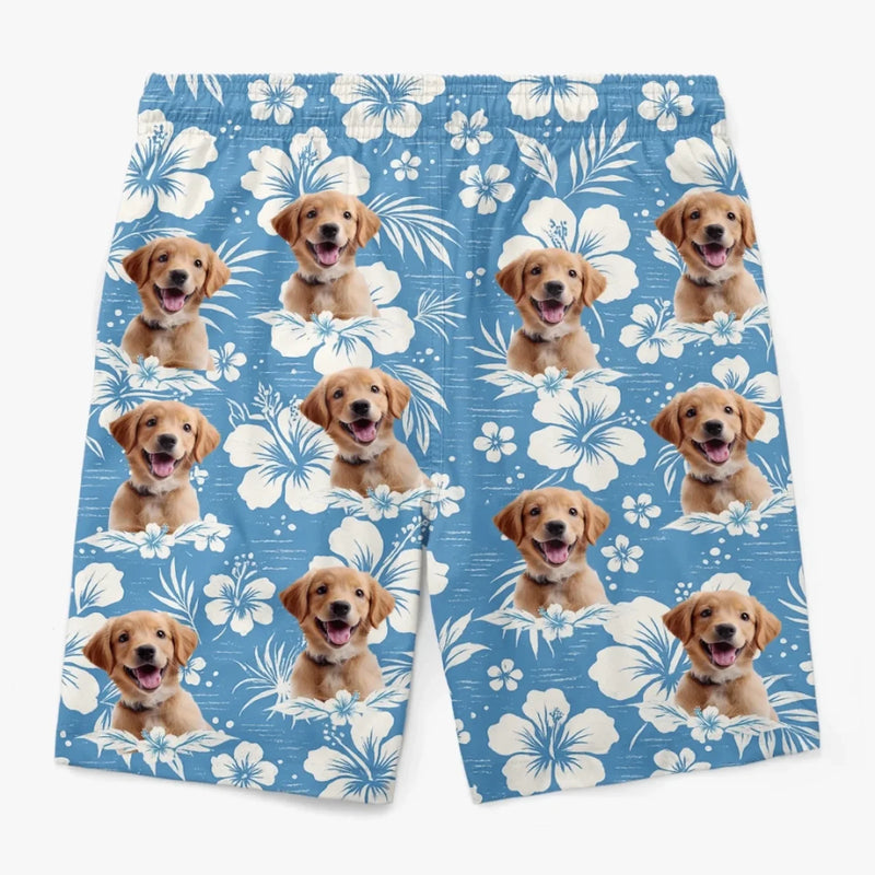 Personalised Photo Men Beach Shorts - Summer Vacation And Travel Gifts For Dog Dad - Paws & Positive Vibes