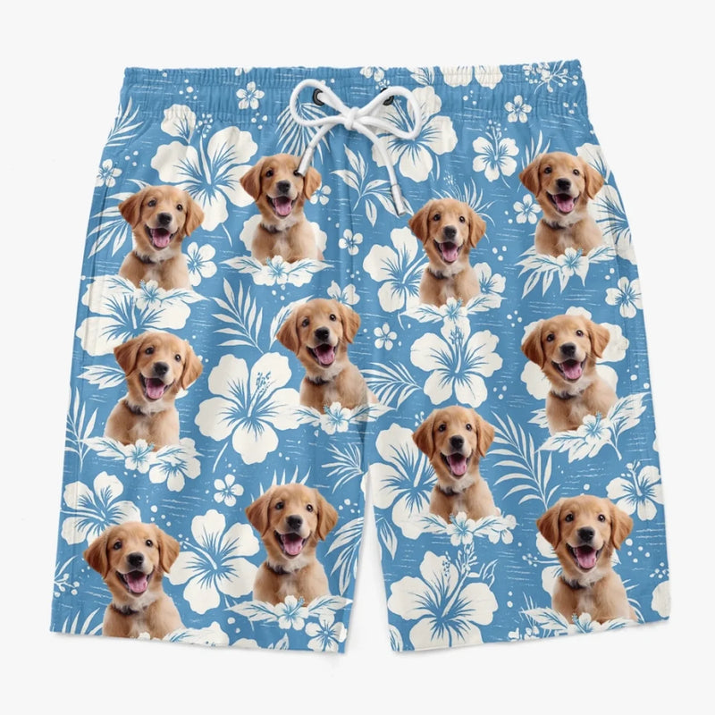 Personalised Photo Men Beach Shorts - Summer Vacation And Travel Gifts For Dog Dad - Paws & Positive Vibes