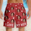 Personalised Photo Men Beach Shorts - Summer Vacation And Travel Gifts For Husband - Sunsets, Ocean & My Wife