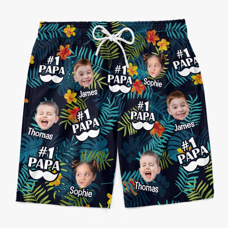 Personalised Photo Men Beach Shorts - Summer Vacation And Travel Gifts For Dad, Grandpa - Best Daddy Ever