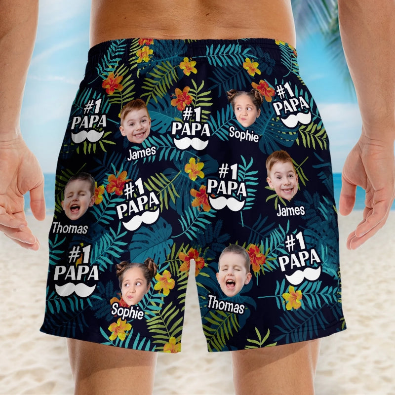 Personalised Photo Men Beach Shorts - Summer Vacation And Travel Gifts For Dad, Grandpa - Best Daddy Ever