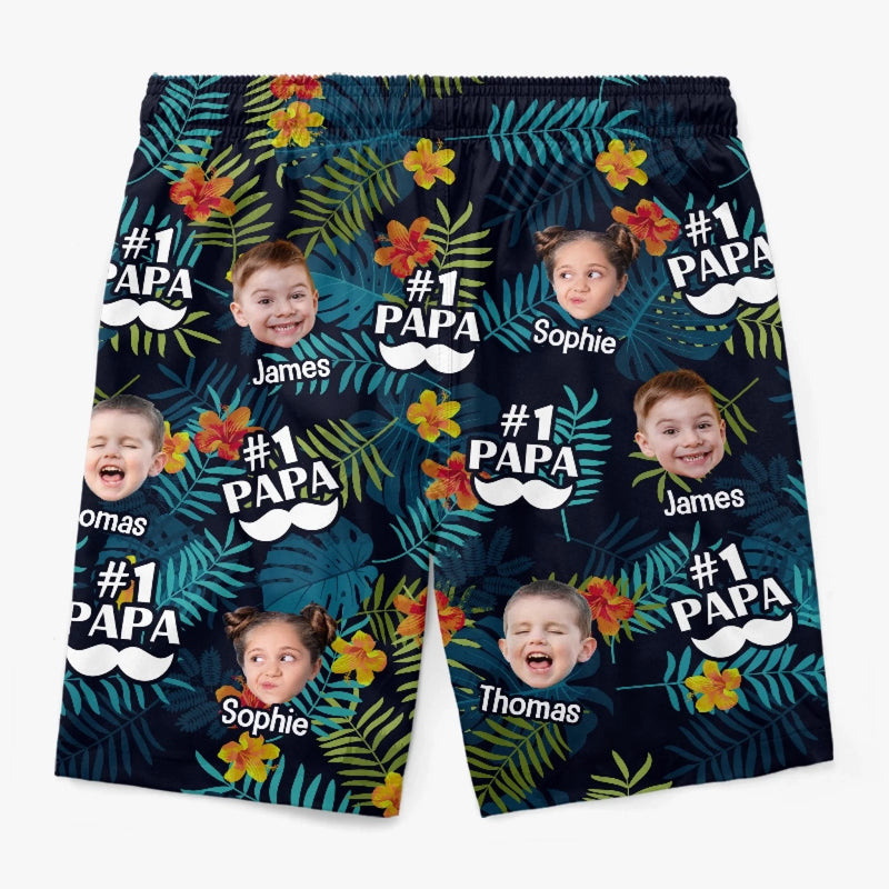 Personalised Photo Men Beach Shorts - Summer Vacation And Travel Gifts For Dad, Grandpa - Best Daddy Ever