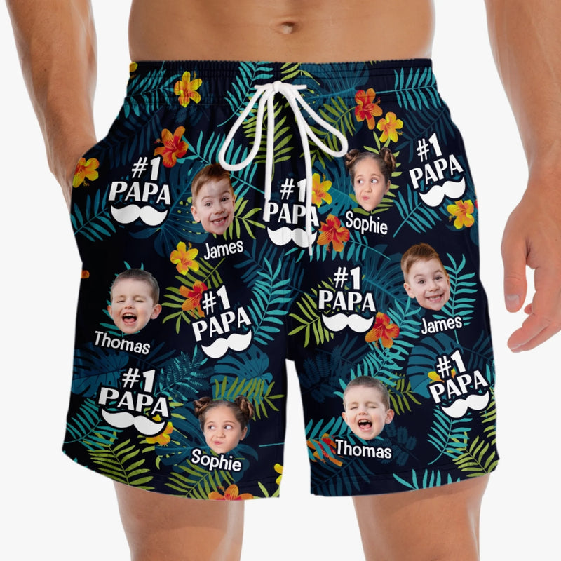 Personalised Photo Men Beach Shorts - Summer Vacation And Travel Gifts For Dad, Grandpa - Best Daddy Ever