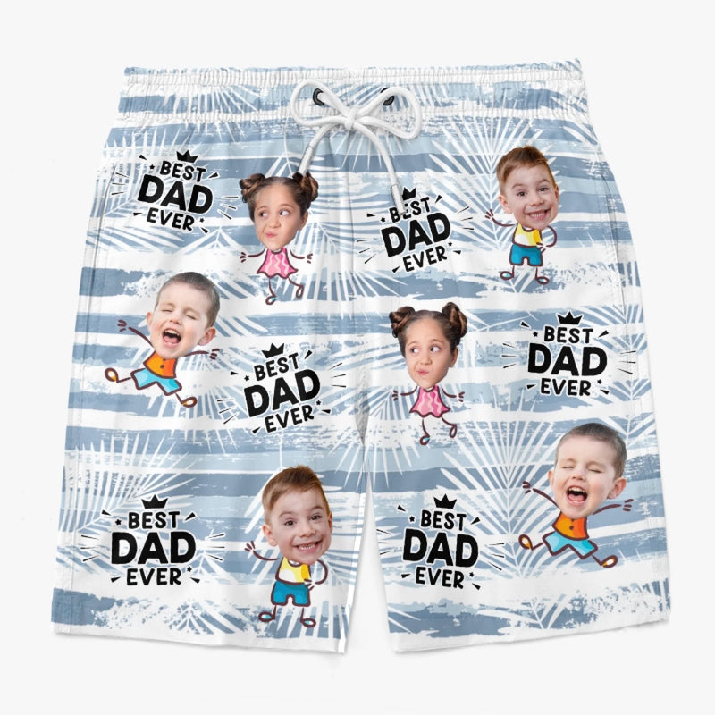 Personalised Photo Men Beach Shorts - Summer Vacation And Travel Gifts For Dad, Grandpa - My Heart Belongs To Daddy