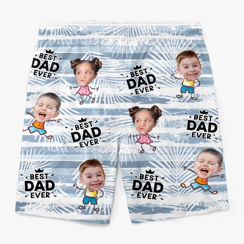 Personalised Photo Men Beach Shorts - Summer Vacation And Travel Gifts For Dad, Grandpa - My Heart Belongs To Daddy