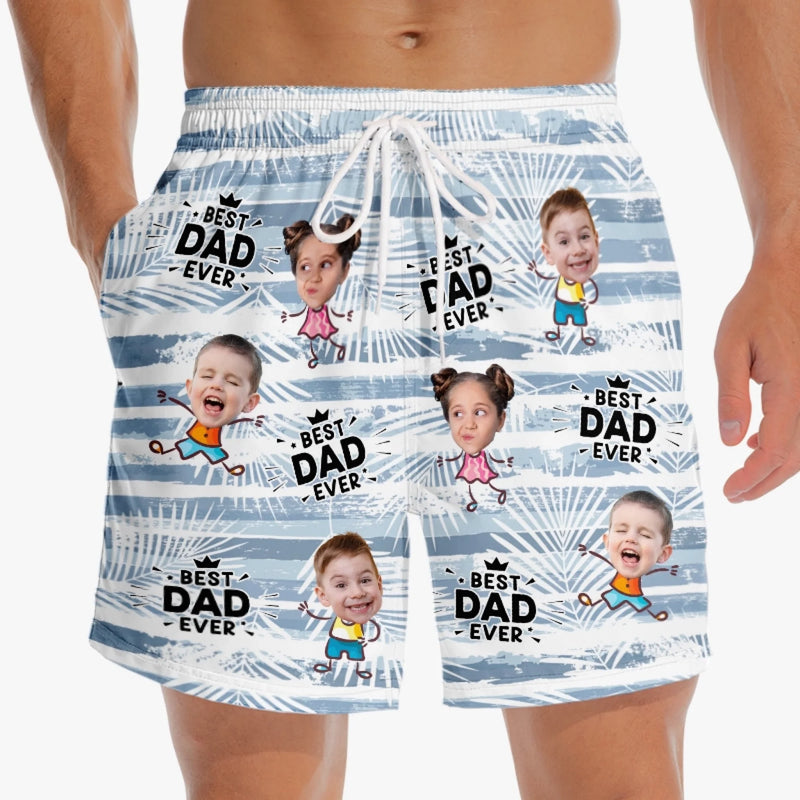 Personalised Photo Men Beach Shorts - Summer Vacation And Travel Gifts For Dad, Grandpa - My Heart Belongs To Daddy
