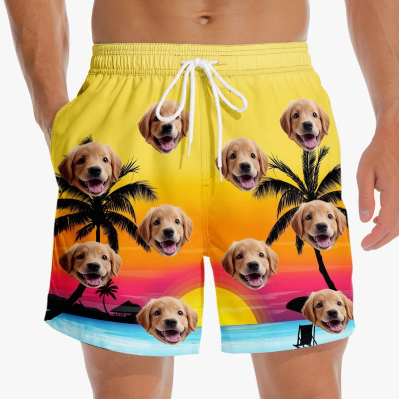 Personalised Photo Men Beach Shorts - Summer Vacation And Travel Gifts For Dog Dad - Living The Pawsitive Life