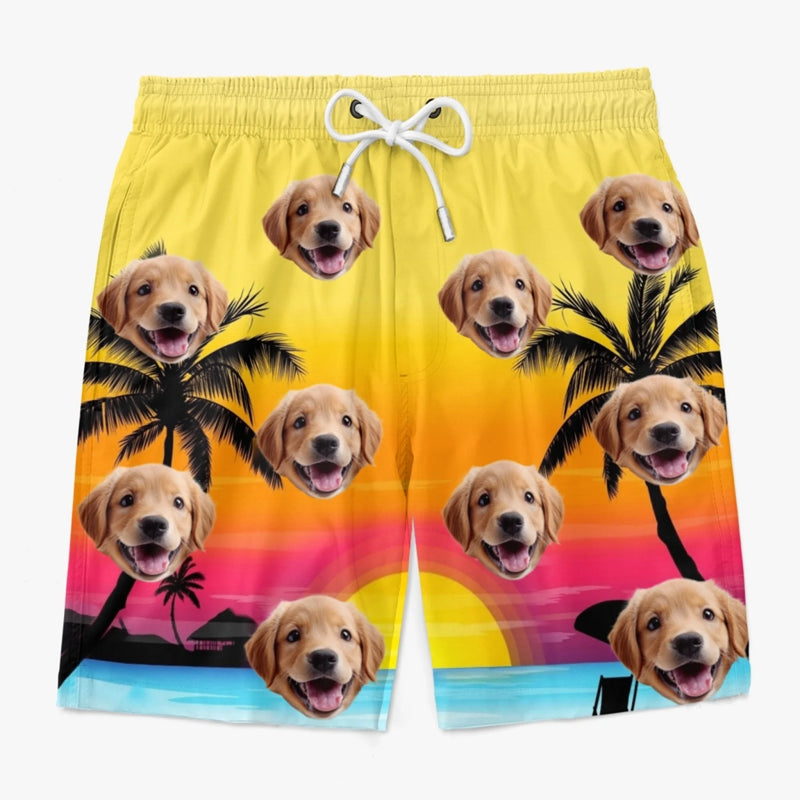 Personalised Photo Men Beach Shorts - Summer Vacation And Travel Gifts For Dog Dad - Living The Pawsitive Life