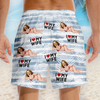 Personalised Photo Men Beach Shorts - Summer Vacation And Travel Gifts For Husband - Ocean Breeze And My Love