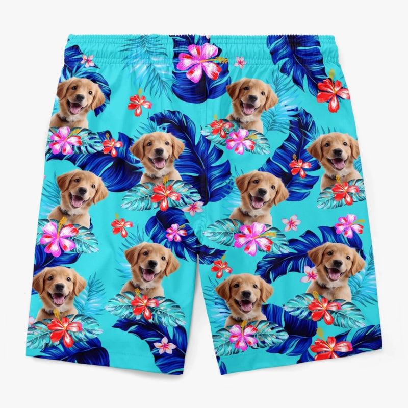 Personalised Photo Men Beach Shorts - Summer Vacation And Travel Gifts For Dog Dad - Island Life, Paw Life