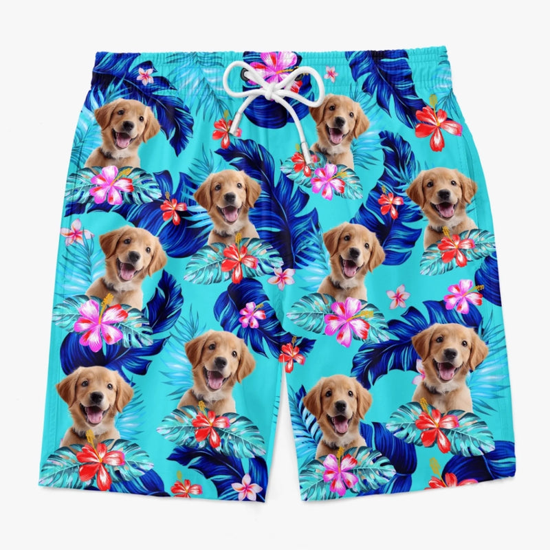 Personalised Photo Men Beach Shorts - Summer Vacation And Travel Gifts For Dog Dad - Island Life, Paw Life
