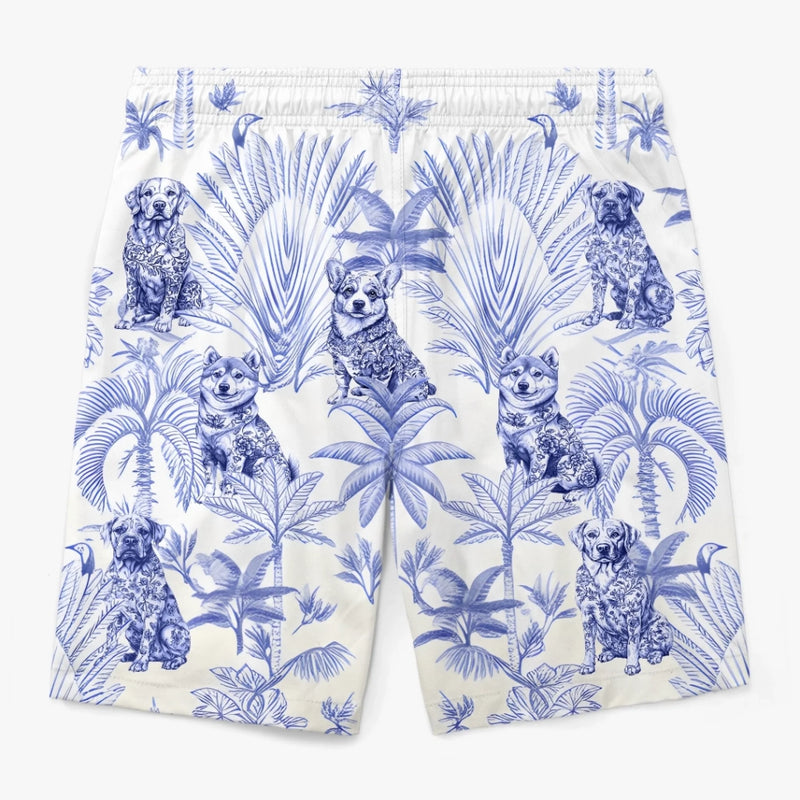 Personalised Photo Men Beach Shorts - Summer Vacation And Travel Gifts For Dog Dad - Pawsitive Vibes, Tropical Life