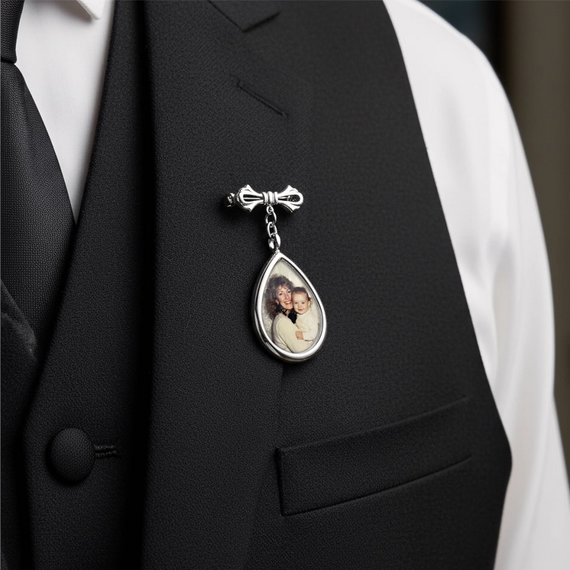 Personalised Photo Teardrop Pin - Memorial Graduation Gifts - Always Close, Always Loved