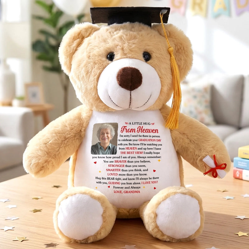 Personalised Photo Graduation Plush Bear - Graduation, Memorial Sympathy Gifts - A Hug From Heaven