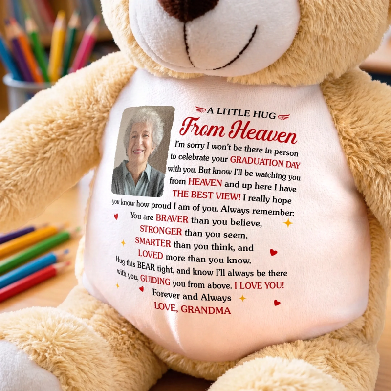 Personalised Photo Graduation Plush Bear - Graduation, Memorial Sympathy Gifts - A Hug From Heaven