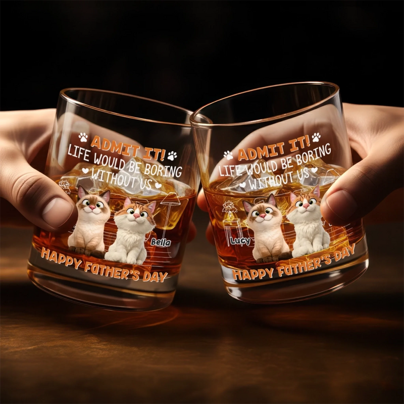Personalised Whiskey Glass - Father's Day Gifts For Dog Cat Lovers, Dog Dad And Mom, Cat Owners - Feline Fun Squad