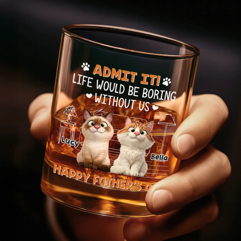 Personalised Whiskey Glass - Father's Day Gifts For Dog Cat Lovers, Dog Dad And Mom, Cat Owners - Feline Fun Squad
