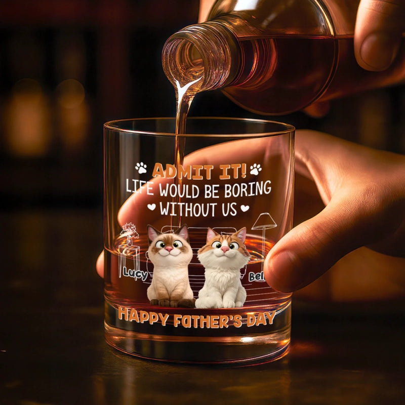 Personalised Whiskey Glass - Father's Day Gifts For Dog Cat Lovers, Dog Dad And Mom, Cat Owners - Feline Fun Squad