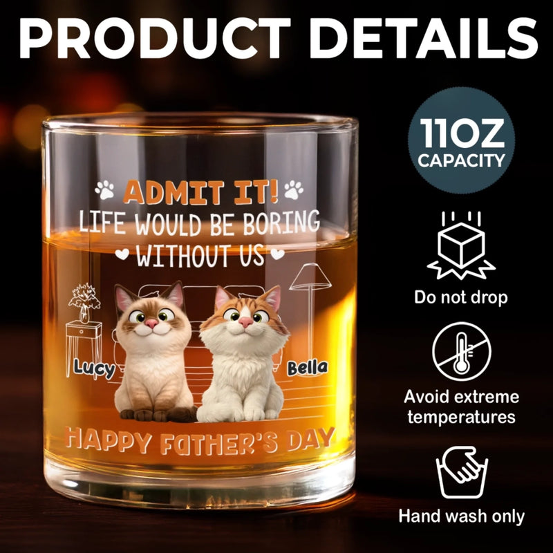 Personalised Whiskey Glass - Father's Day Gifts For Dog Cat Lovers, Dog Dad And Mom, Cat Owners - Feline Fun Squad