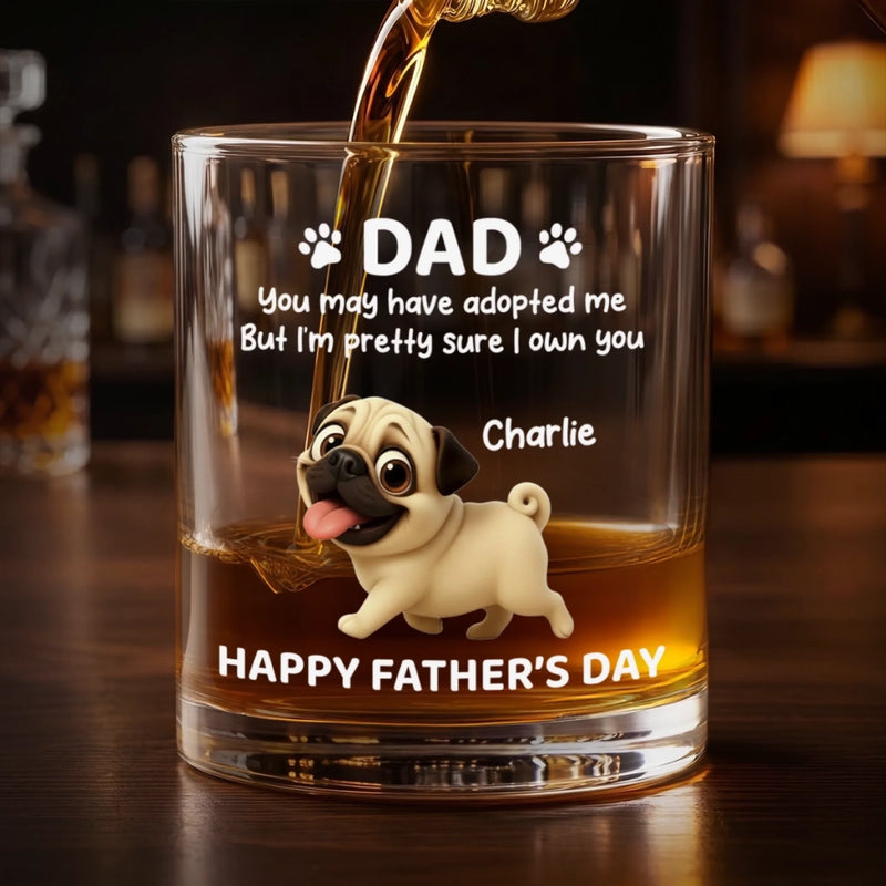 Personalised Whiskey Glass - Father's Day Gifts For Dog Cat Lovers, Dog Dad And Mom, Cat Owners - Dad’s Little Boss